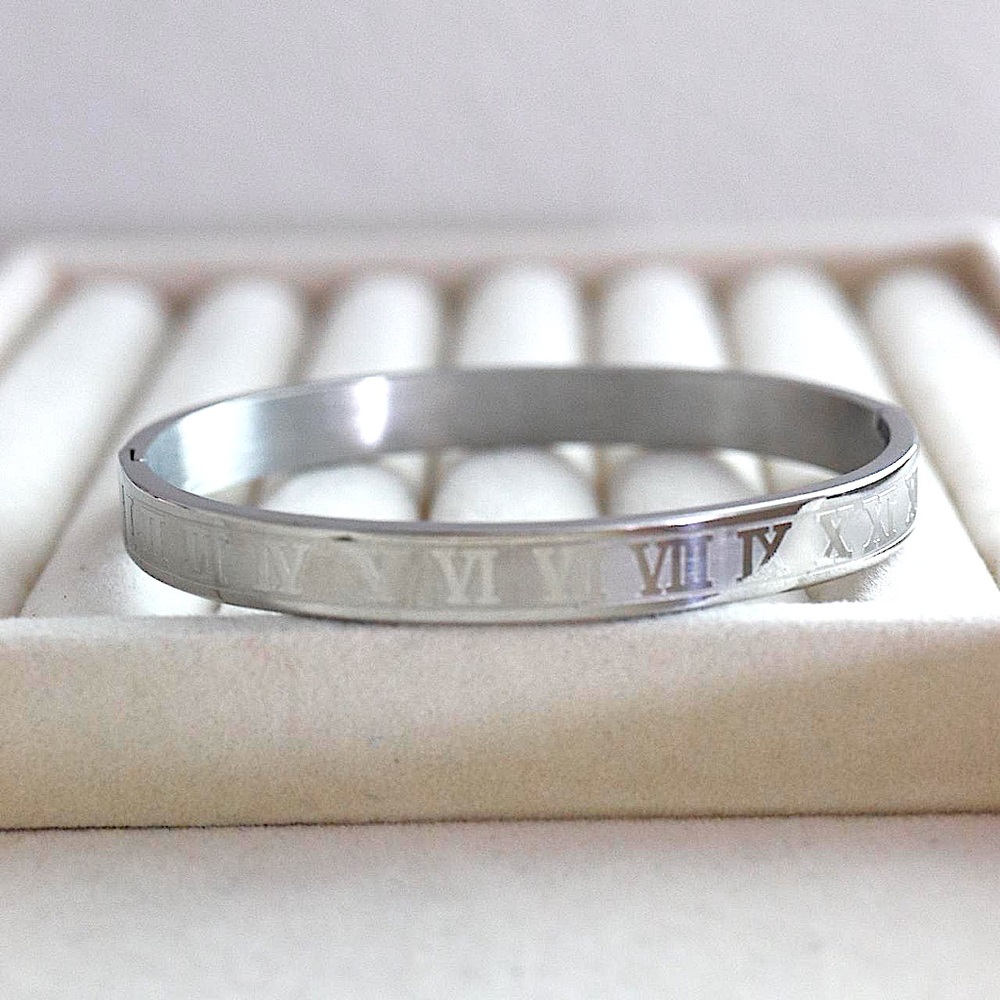 n e w | silver roman numerals cuff bracelet